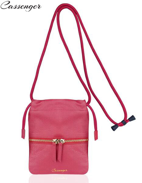 Cassenger Happy Series Leather Bag and wallet with Adjustable Cord Strap