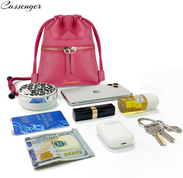 Cassenger Happy Series Leather Bag and wallet with Adjustable Cord Strap
