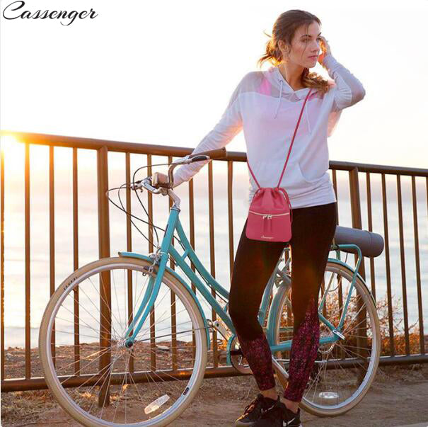 Cassenger Happy Series Leather Bag and wallet with Adjustable Cord Strap