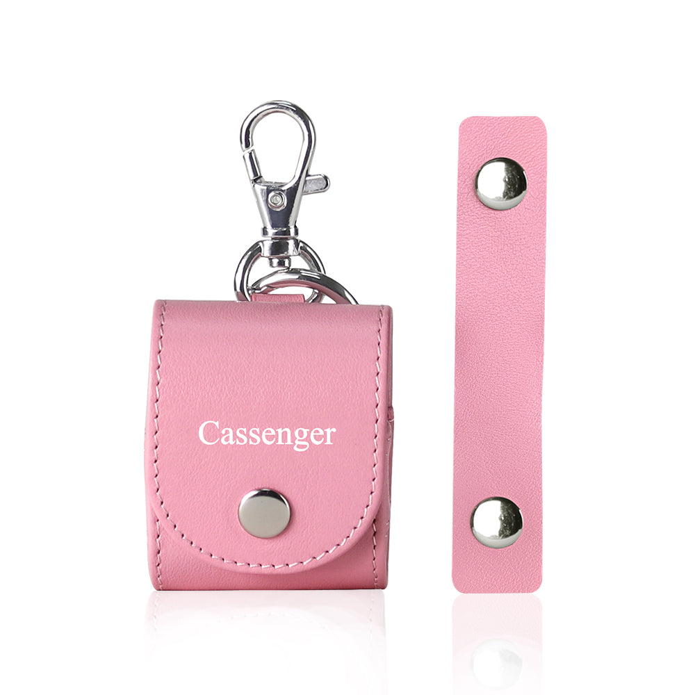 Compatible with Apple Airpods, Cassenger Genuine Italian Leather Magnet Closure Portable Protective Case Cover with Metal Clasp/Keychain/Leather Cable Strap