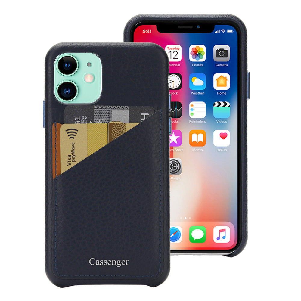 Cassenger Cross-section Series Genuine Italian Leather Case for iPhone 11 - Deep Blue