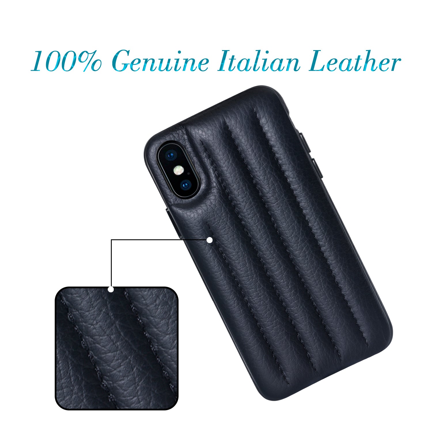 Cassenger Genuine Italian Leather Hard Back Case Protective Cover Snap On Case for Apple iPhone X
