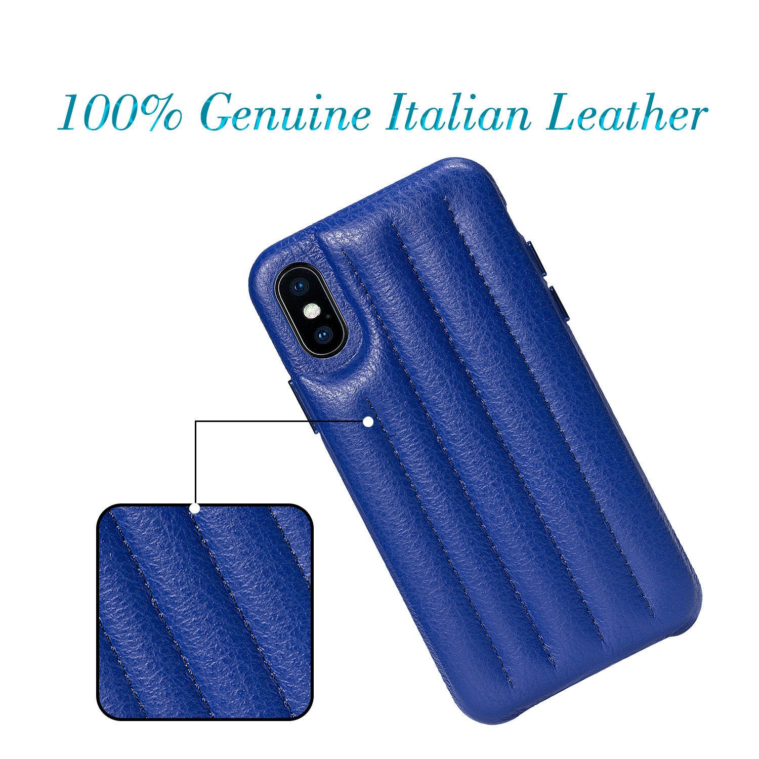 Cassenger Genuine Italian Leather Hard Back Case Protective Cover Snap On Case for Apple iPhone X