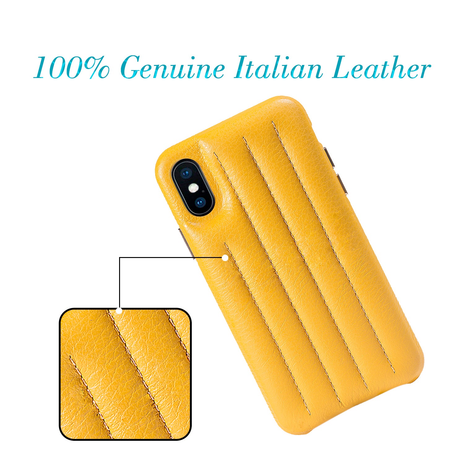 Cassenger Genuine Italian Leather Hard Back Case Protective Cover Snap On Case for Apple iPhone X