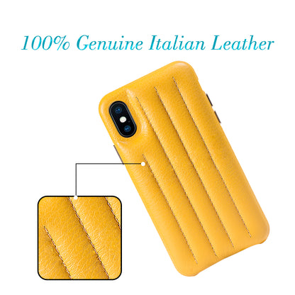 Cassenger Genuine Italian Leather Hard Back Case Protective Cover Snap On Case for Apple iPhone X