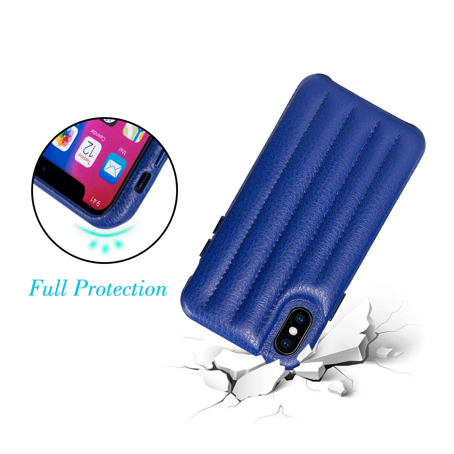 Cassenger Genuine Italian Leather Hard Back Case Protective Cover Snap On Case for Apple iPhone X