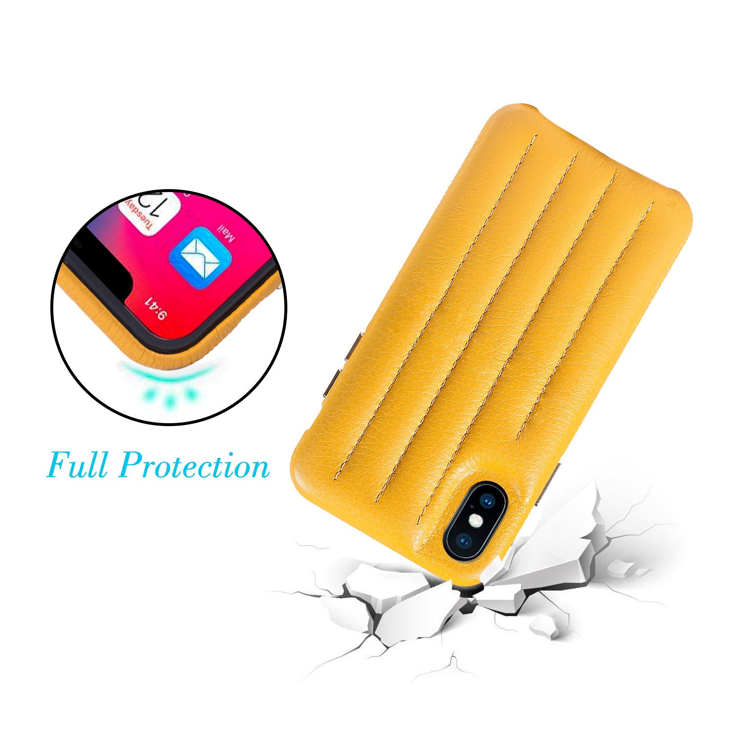Cassenger Genuine Italian Leather Hard Back Case Protective Cover Snap On Case for Apple iPhone X