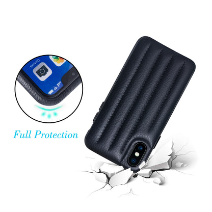 Cassenger Genuine Italian Leather Hard Back Case Protective Cover Snap On Case for Apple iPhone X
