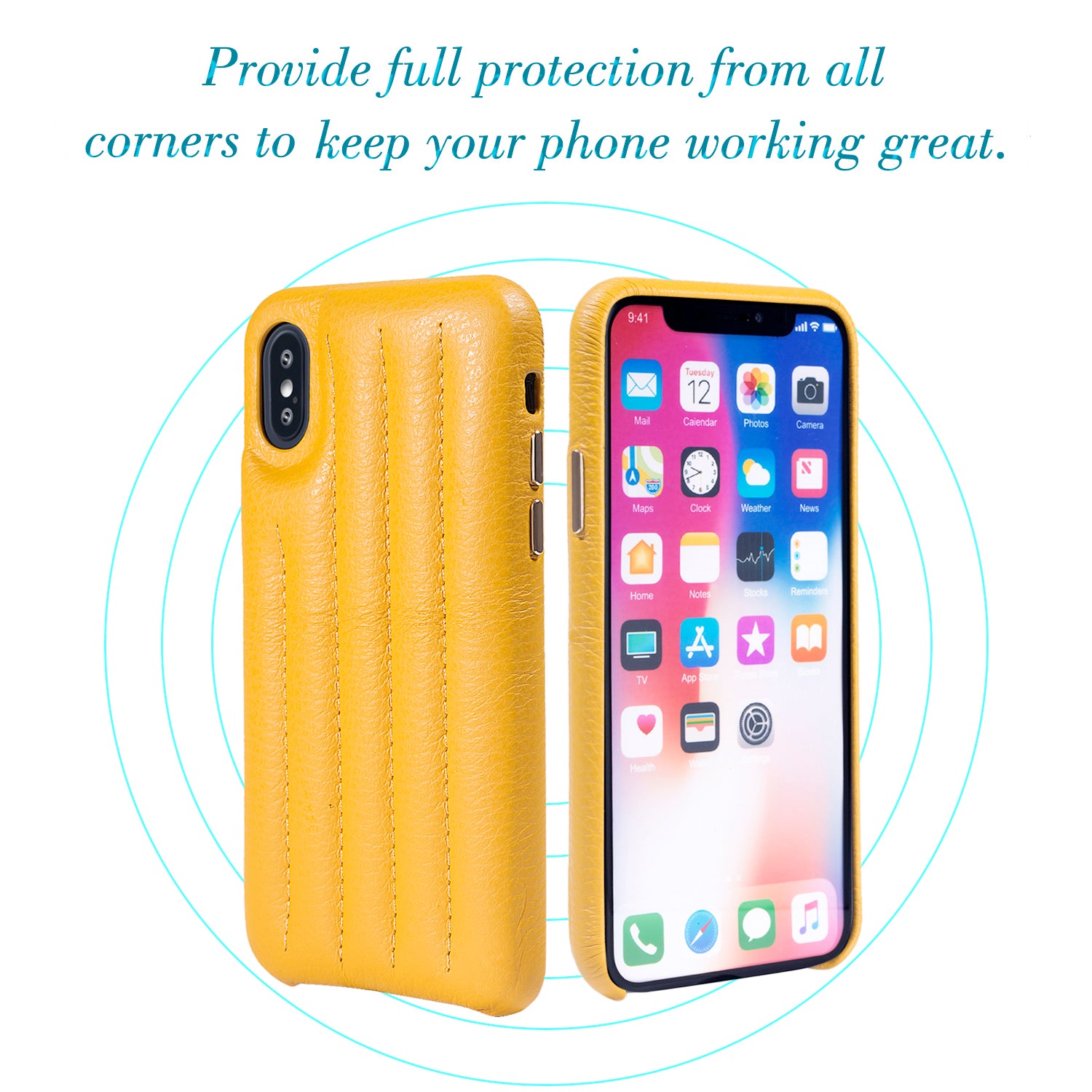 Cassenger Genuine Italian Leather Hard Back Case Protective Cover Snap On Case for Apple iPhone X