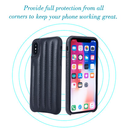 Cassenger Genuine Italian Leather Hard Back Case Protective Cover Snap On Case for Apple iPhone X