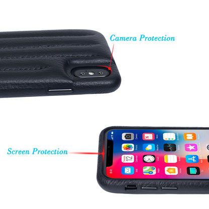 Cassenger Genuine Italian Leather Hard Back Case Protective Cover Snap On Case for Apple iPhone X