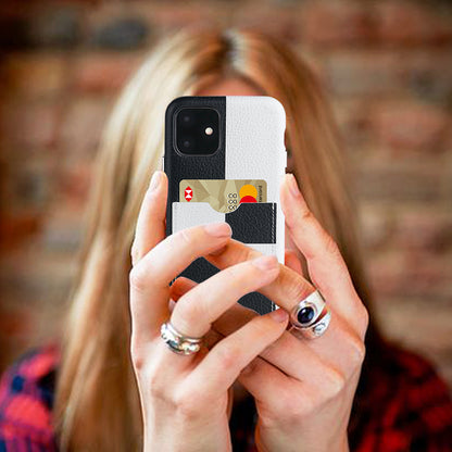 Cassenger Chessboard Series Genuine Italian Leather Case for iPhone 11 - Black & White Checker
