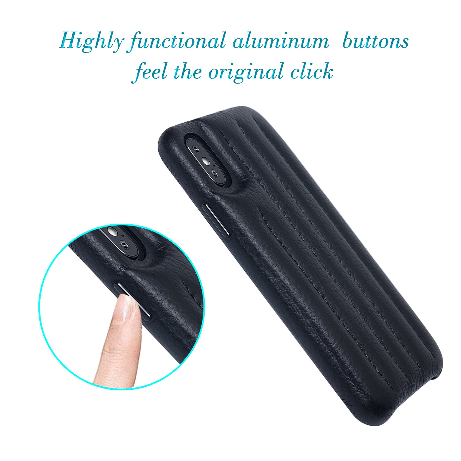 Cassenger Genuine Italian Leather Hard Back Case Protective Cover Snap On Case for Apple iPhone X