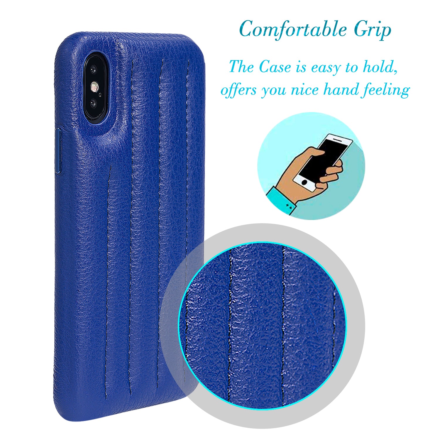 Cassenger Genuine Italian Leather Hard Back Case Protective Cover Snap On Case for Apple iPhone X