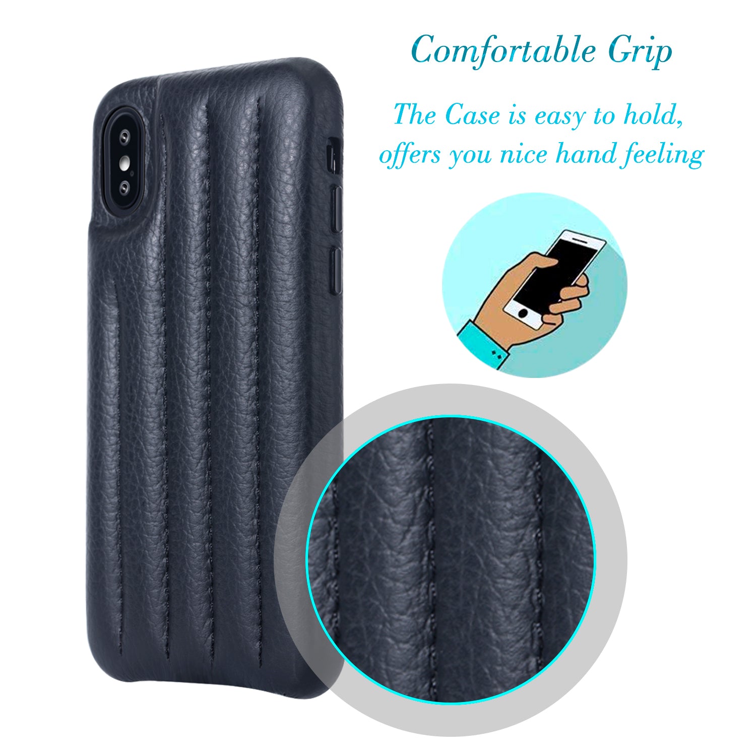 Cassenger Genuine Italian Leather Hard Back Case Protective Cover Snap On Case for Apple iPhone X