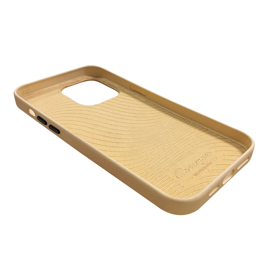 Check and Leather iPhone 14 Pro Case in Archive Beige