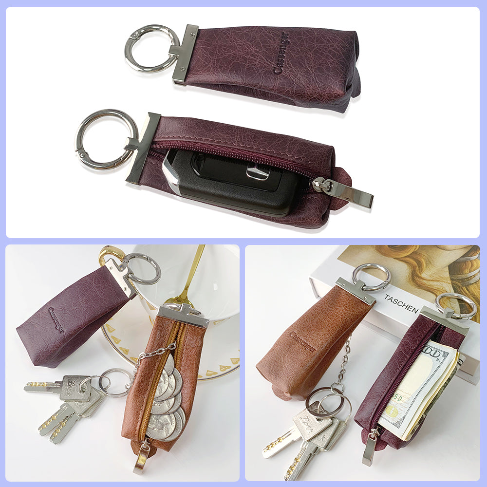 Cassenger [Fashion Series] Leather Key Bag | Coin Purse - Wine Red