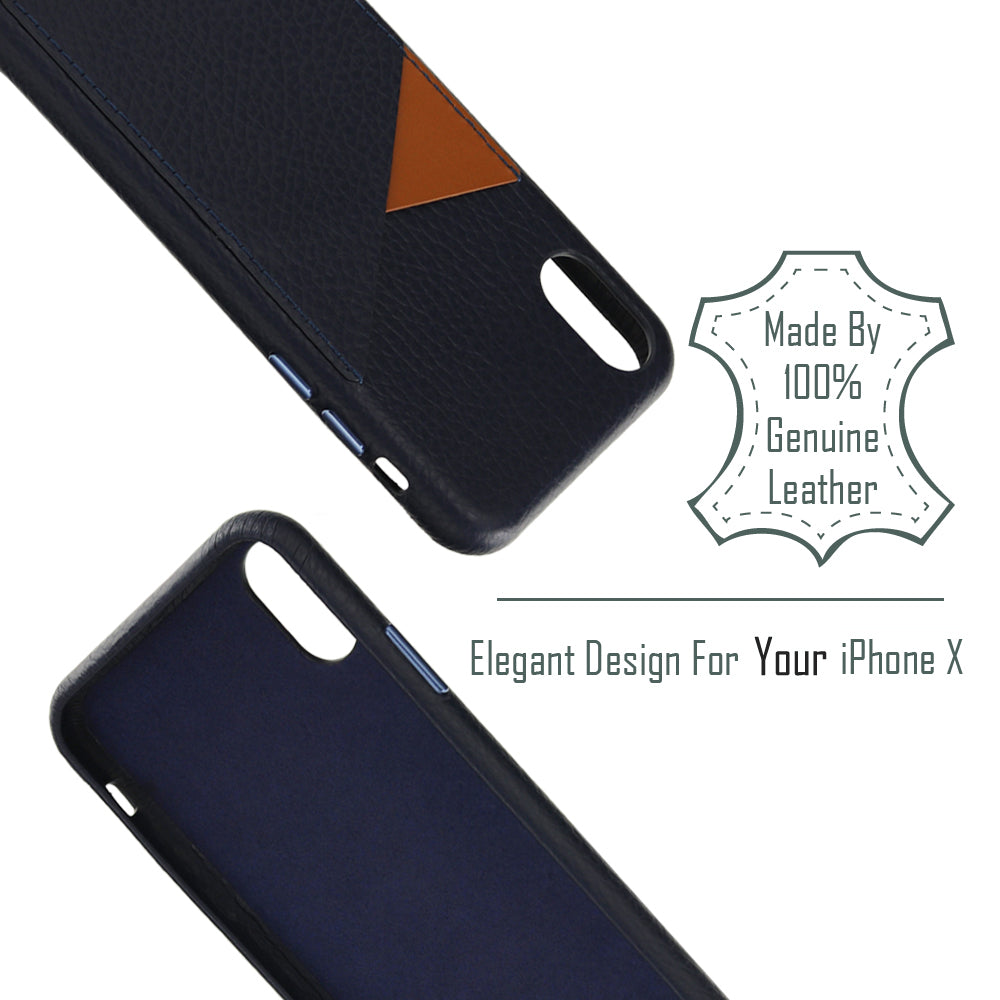 Cassenger Slim Fit Genuine Italian Leather Hard Back Case Protective Cover Snap On Case with 2 Card Holder Slots for iPhone Xs Max
