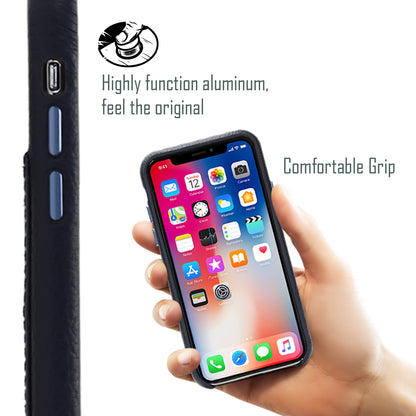 Cassenger Slim Fit Genuine Italian Leather Hard Back Case Protective Cover Snap On Case with 2 Card Holder Slots for iPhone Xs Max