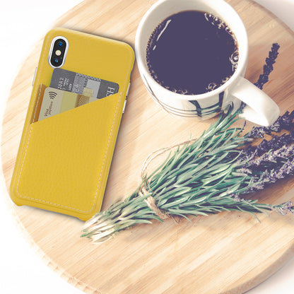 Cassenger Slim Fit Genuine Italian Leather Hard Back Case Protective Cover Snap On Case with 2 Card Holder Slots for iPhone Xs Max
