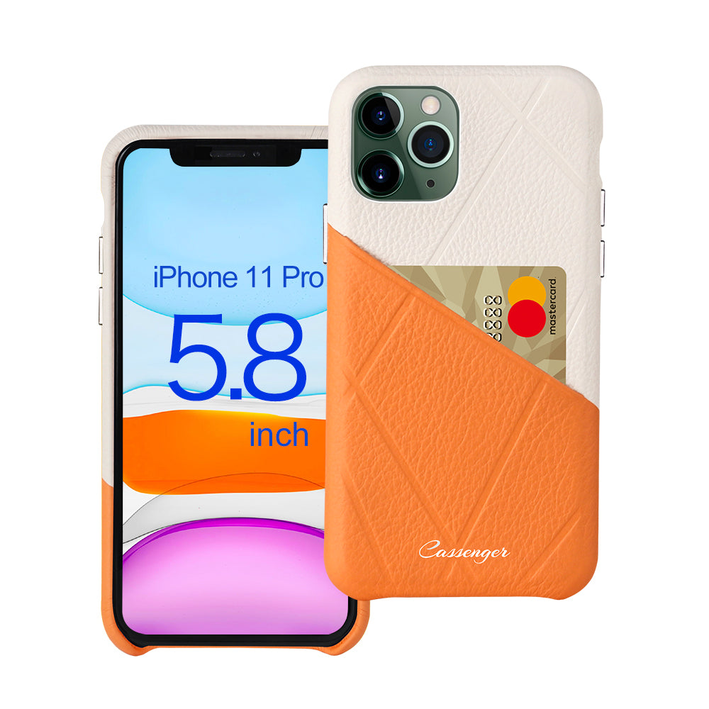 Cassenger [Shadow Series] Leather Case for iPhone 11 Pro (2019) - Grey/Orange
