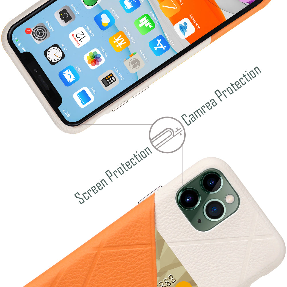 Cassenger [Shadow Series] Leather Case for iPhone 11 Pro (2019) - Grey/Orange