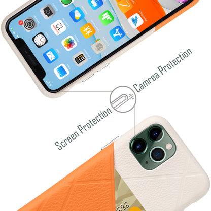 Cassenger [Shadow Series] Leather Case for iPhone 11 Pro (2019) - Grey/Orange