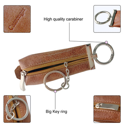 Cassenger [Fashion Series] Leather Key Bag | Coin Purse - Brown
