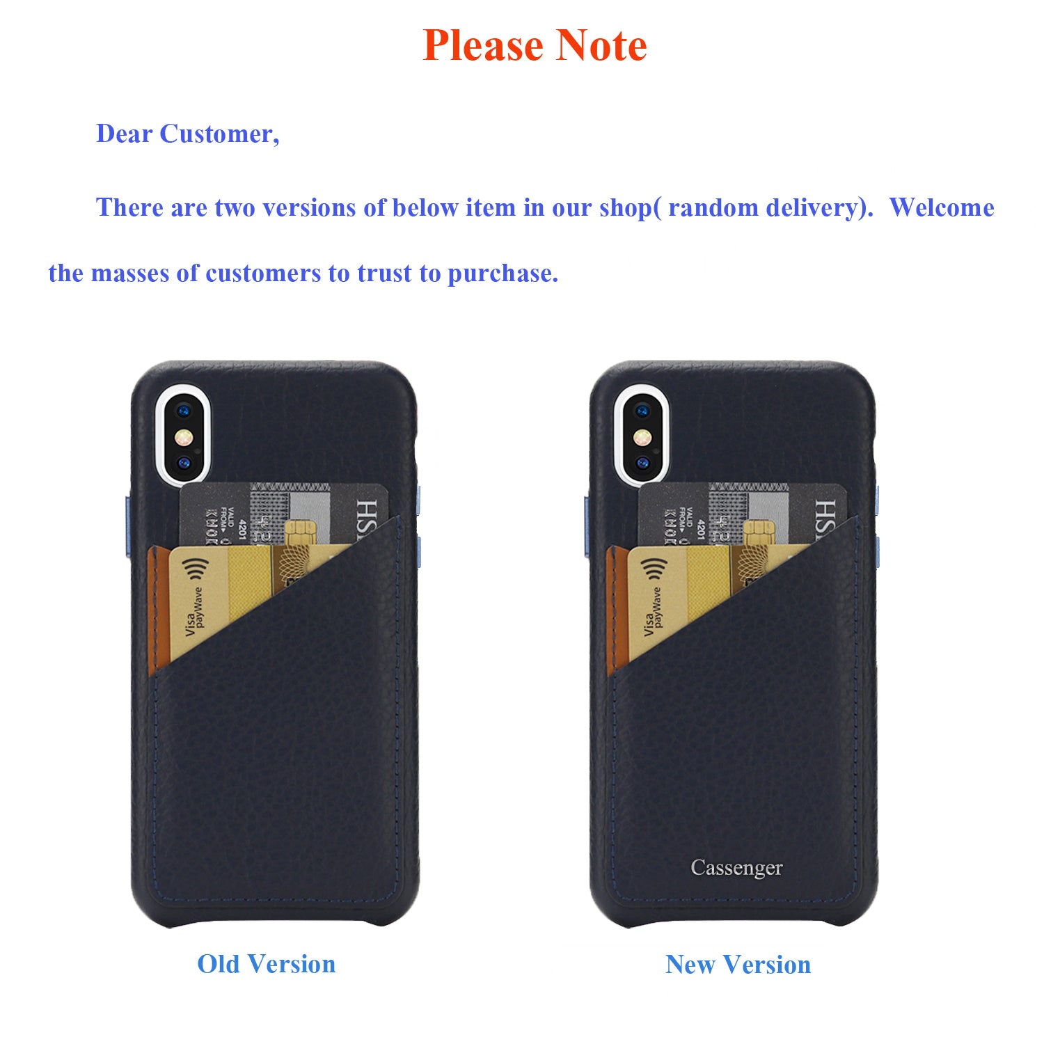 Cassenger Slim Fit Genuine Italian Leather Hard Back Case Protective Cover Snap On Case with 2 Card Holder Slots for iPhone Xs Max