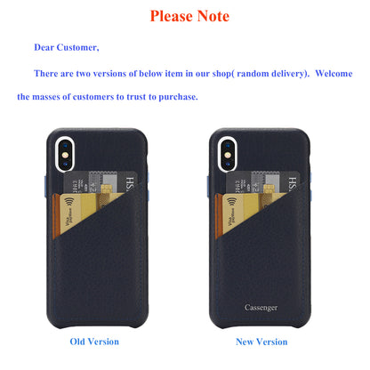 Cassenger Slim Fit Genuine Italian Leather Hard Back Case Protective Cover Snap On Case with 2 Card Holder Slots for iPhone Xs Max