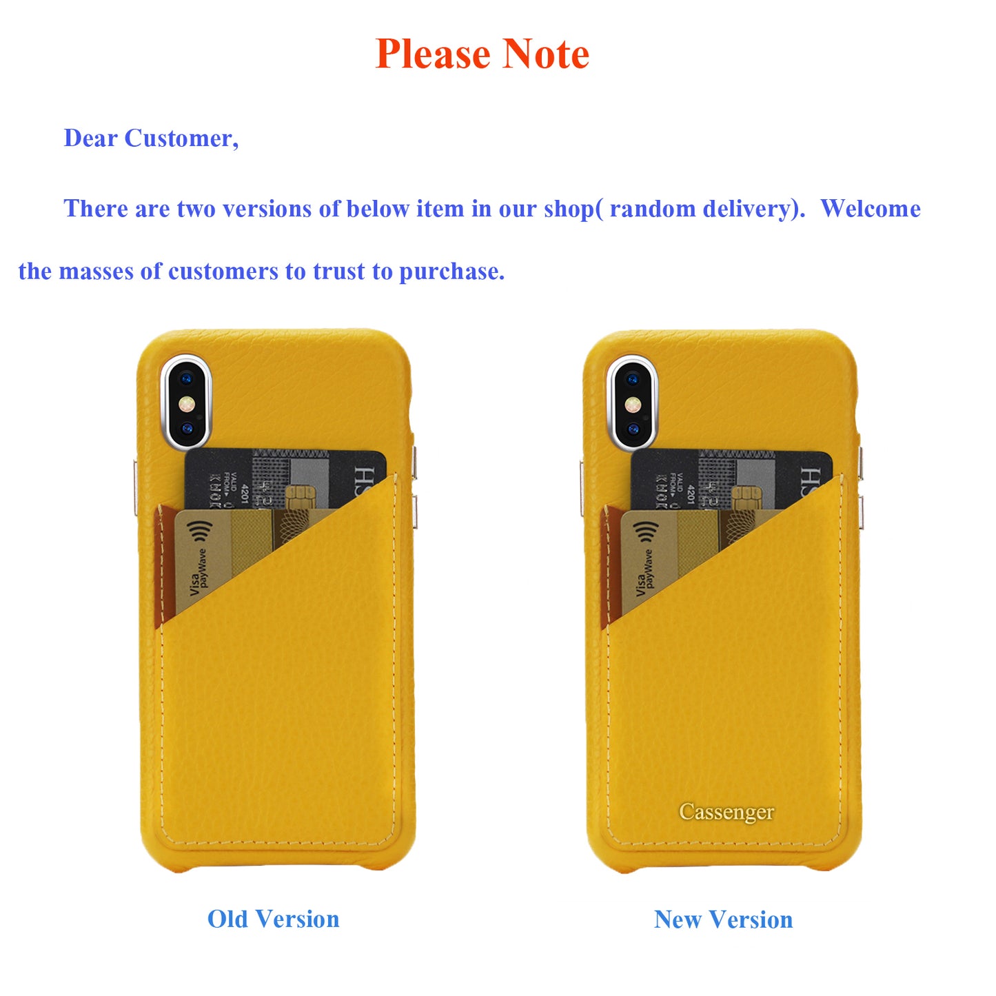 Cassenger Slim Fit Genuine Italian Leather Hard Back Case Protective Cover Snap On Case with 2 Card Holder Slots for iPhone Xs Max