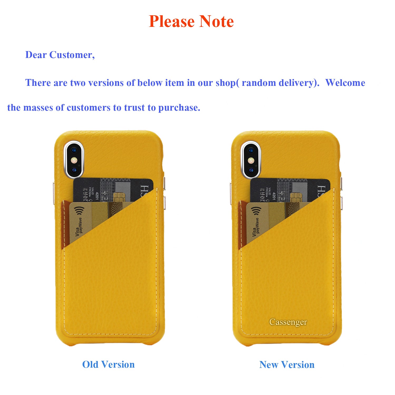 Cassenger Slim Fit Genuine Italian Leather Hard Back Case Protective Cover Snap On Case with 2 Card Holder Slots for iPhone Xs Max