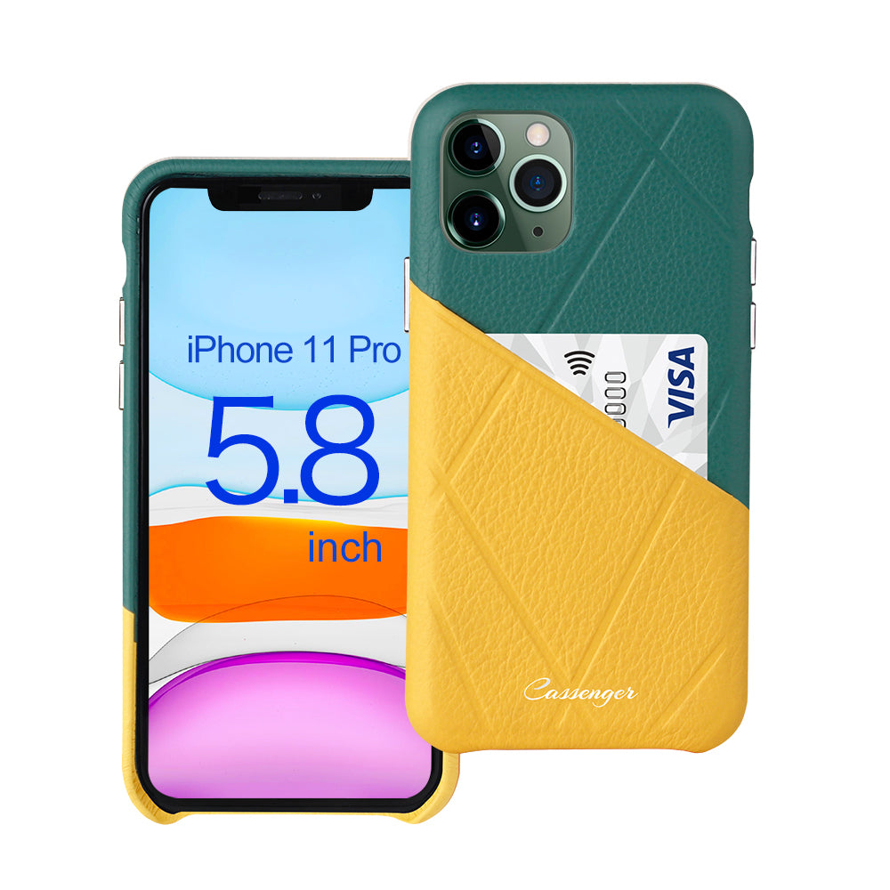 Cassenger [Shadow Series] Leather Case for iPhone 11 Pro (2019) - Green/Yellow