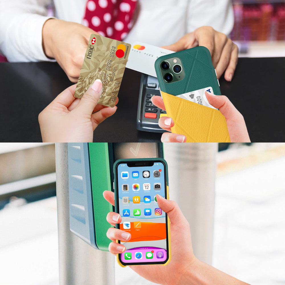 Cassenger [Shadow Series] Leather Case for iPhone 11 Pro (2019) - Green/Yellow