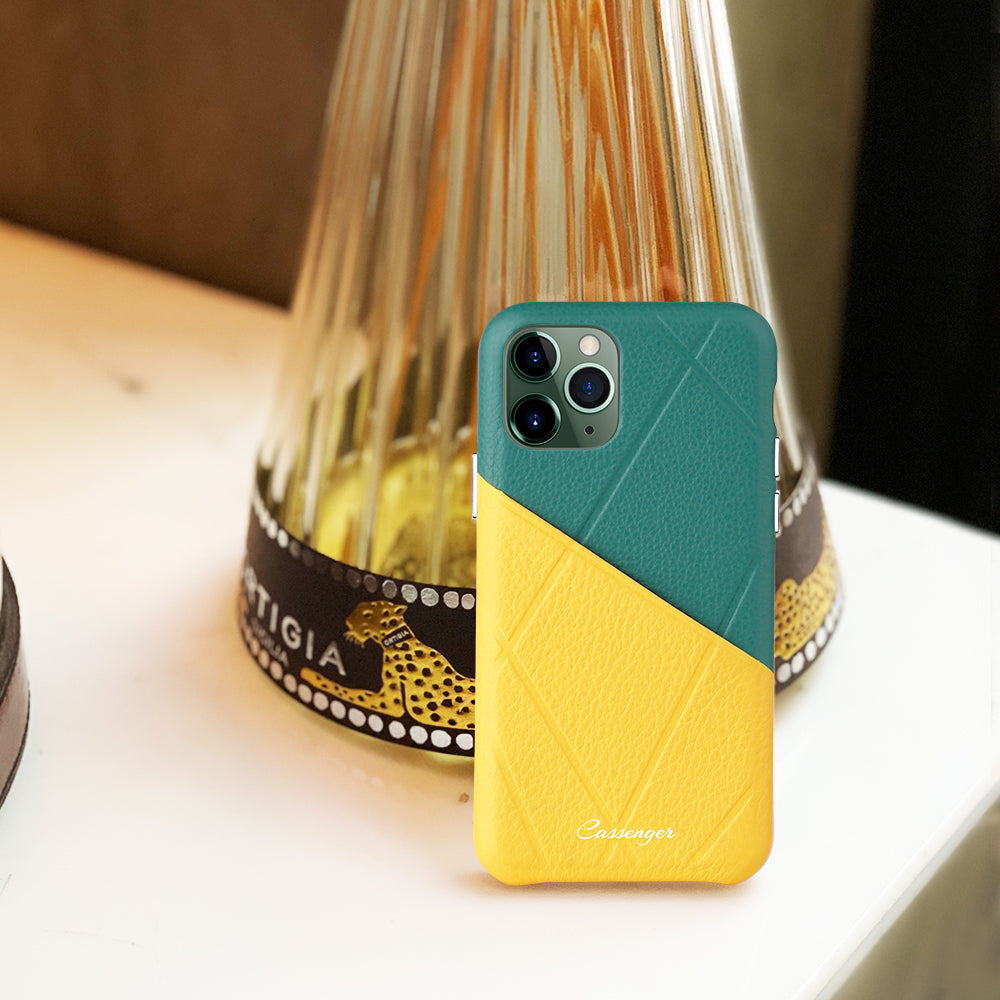 Cassenger [Shadow Series] Leather Case for iPhone 11 Pro (2019) - Green/Yellow